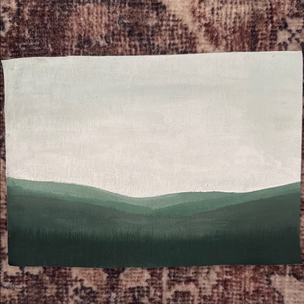 Abstract Green and White Canvas Art